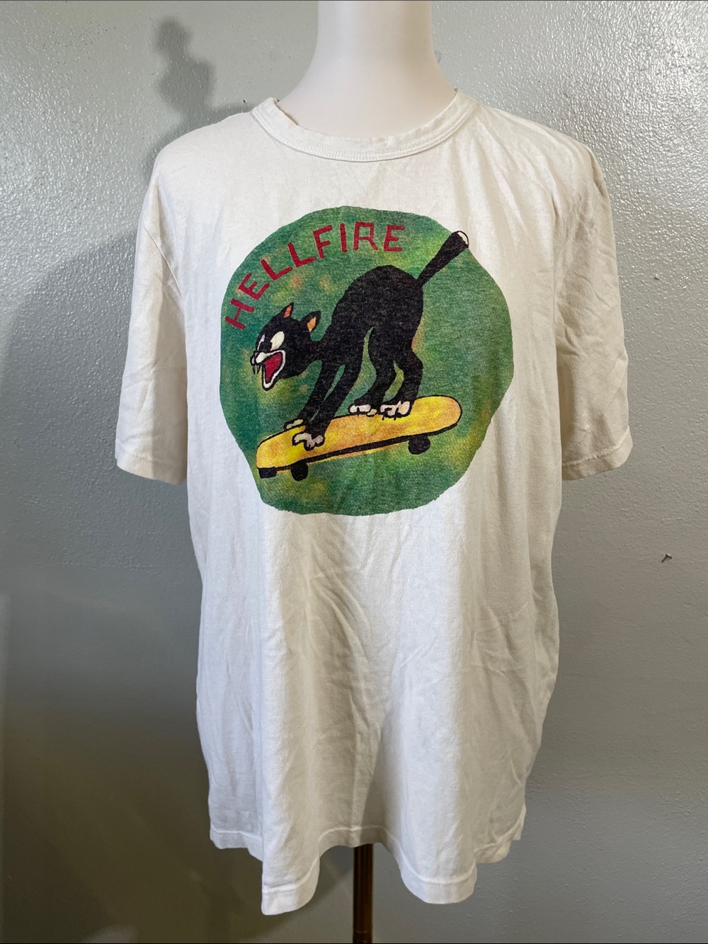 Imogene + Willie Hell Fire Graphic Tee Natural Slub Cotton XXL 2XL USA Blk Cat